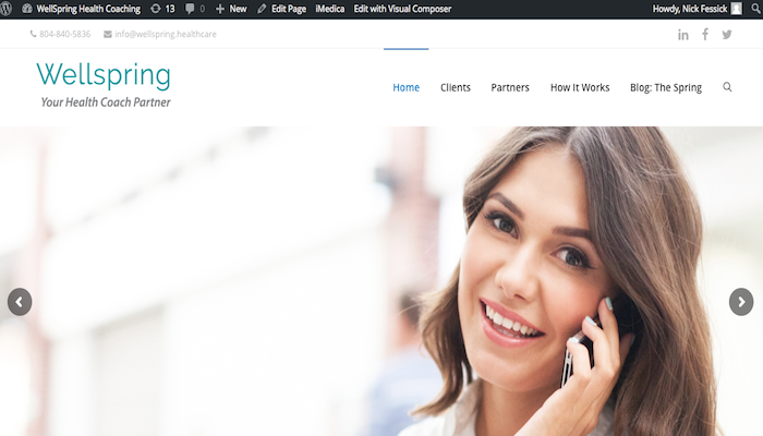 the most current WordPress website for WellSpring Health Integration Partnership