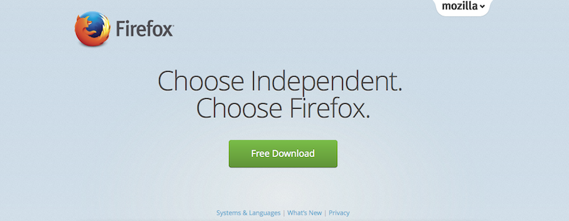 a screenshot of Mozilla's Firefox website
