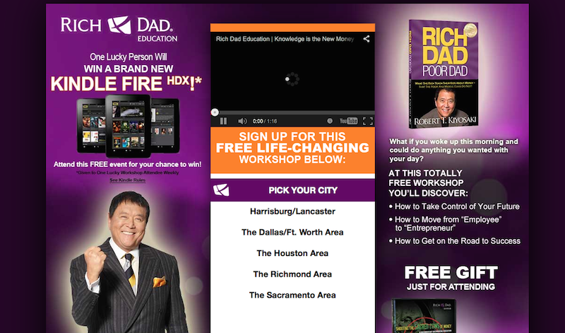 a screenshot of the Rich Dad Education Seminars website