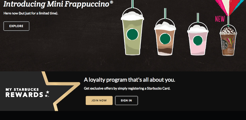 a screenshot of the Starbucks website
